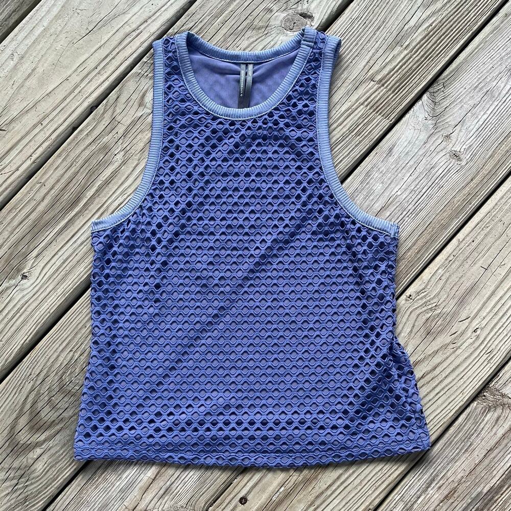 Anthropologie Women's Blue Sleeveless Eyelet Tank Top Size M